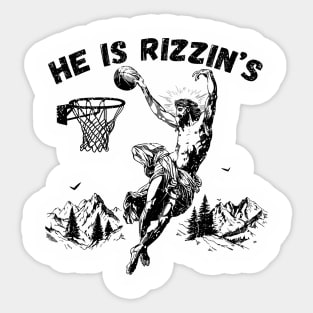 He Is Risen Funny Basketball Retro Christian Religious Sticker